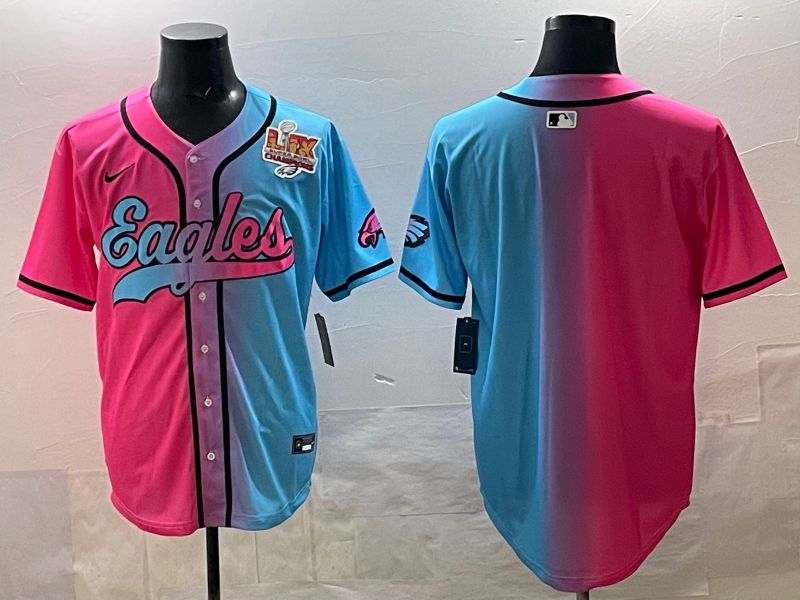 Men 2025 Philadelphia Eagles Blank Blue pink Nike Limited NFL Jersey style 04->philadelphia eagles->NFL Jersey